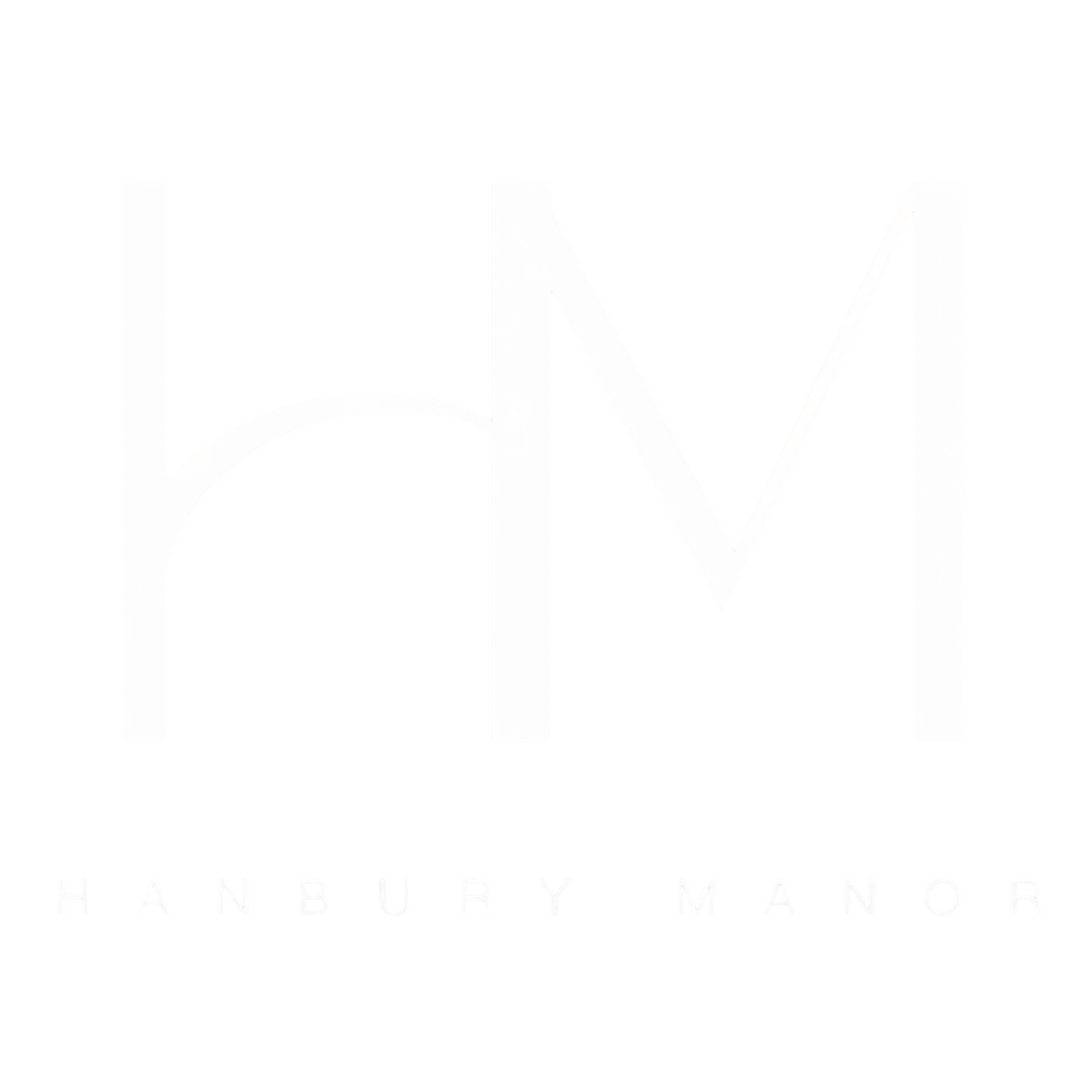 A black and white image of a logo for Hanbury Manor.